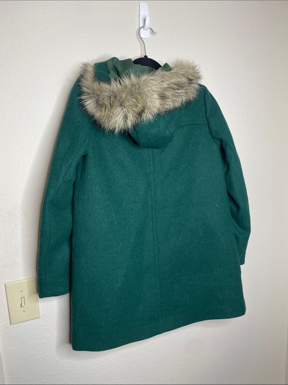 J.Crew Mercantile | Women’s Green Wool Vail Parka Faux Fur Collar Size 2 - Picture 7 of 7